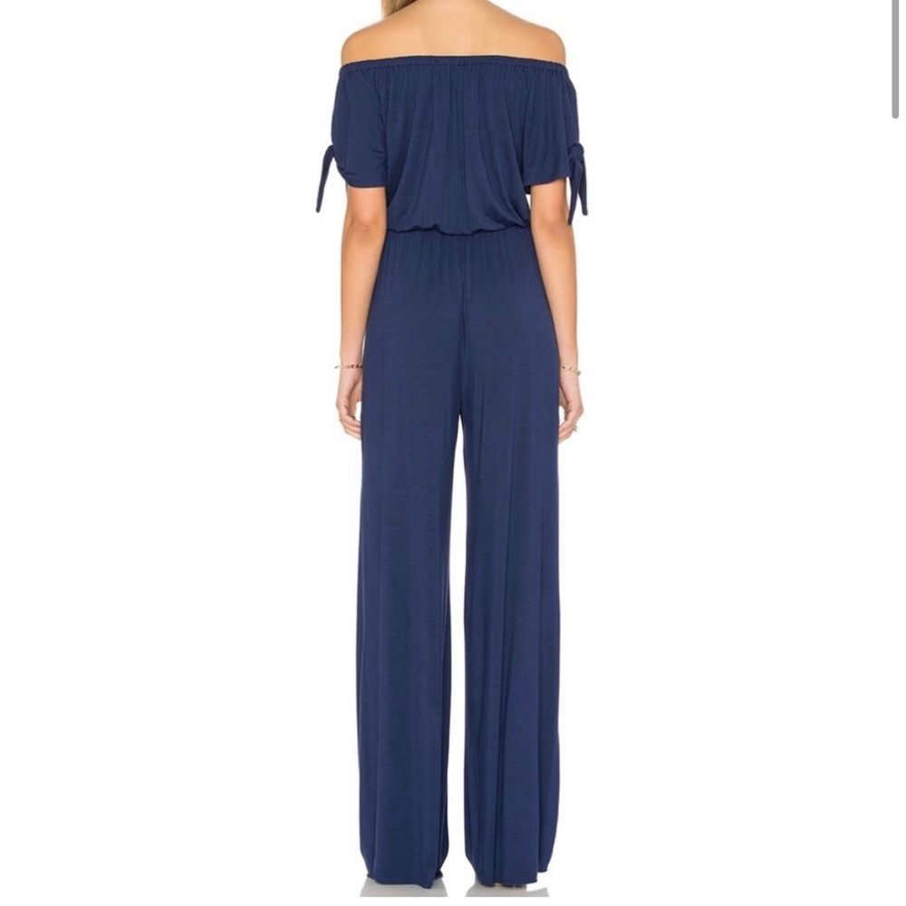 Clayton off-the-shoulder jumpsuit blue size small